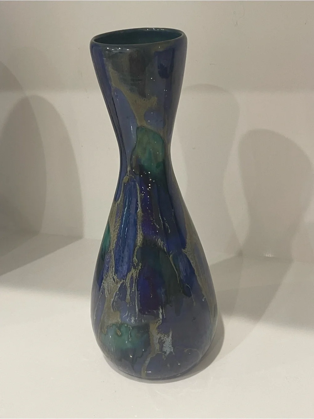Signed “Monterey Jade” Art pottery 11.5” Tall vase. MCM